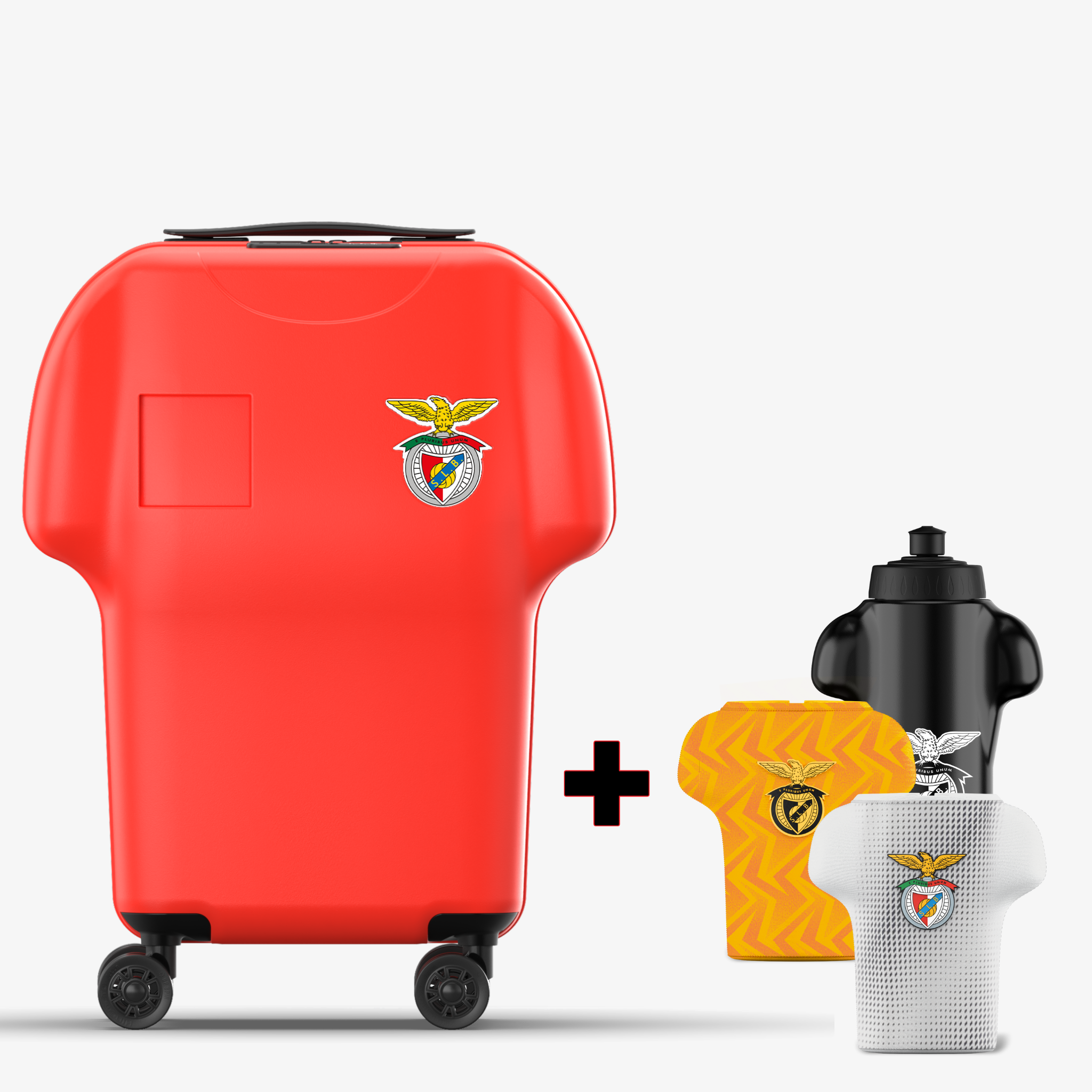 Benfica Luggage with bottles and bottle sleeves